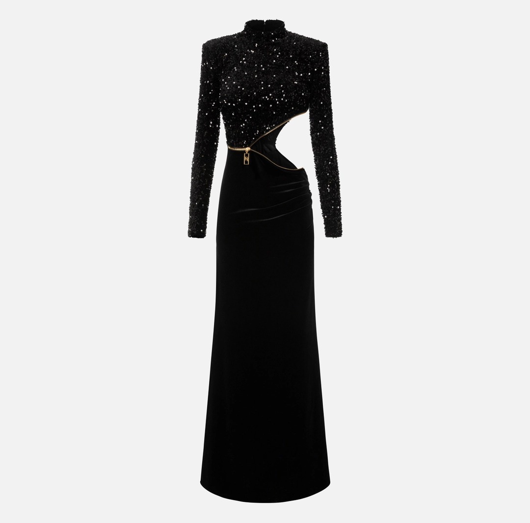 《送料無料》ELISABETTA FRANCHI dresschenille wsequins&cutout
