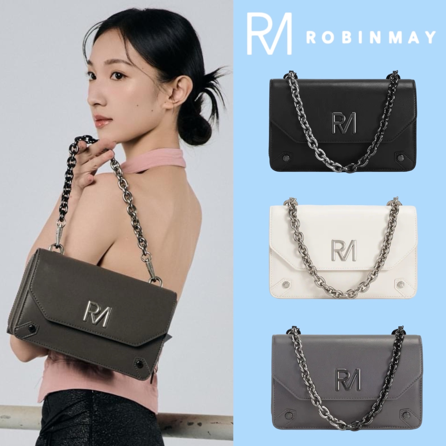 ROBINMAY 玩酷黑曜斜背包 ロゴ チェーンショルダーバック/送料込