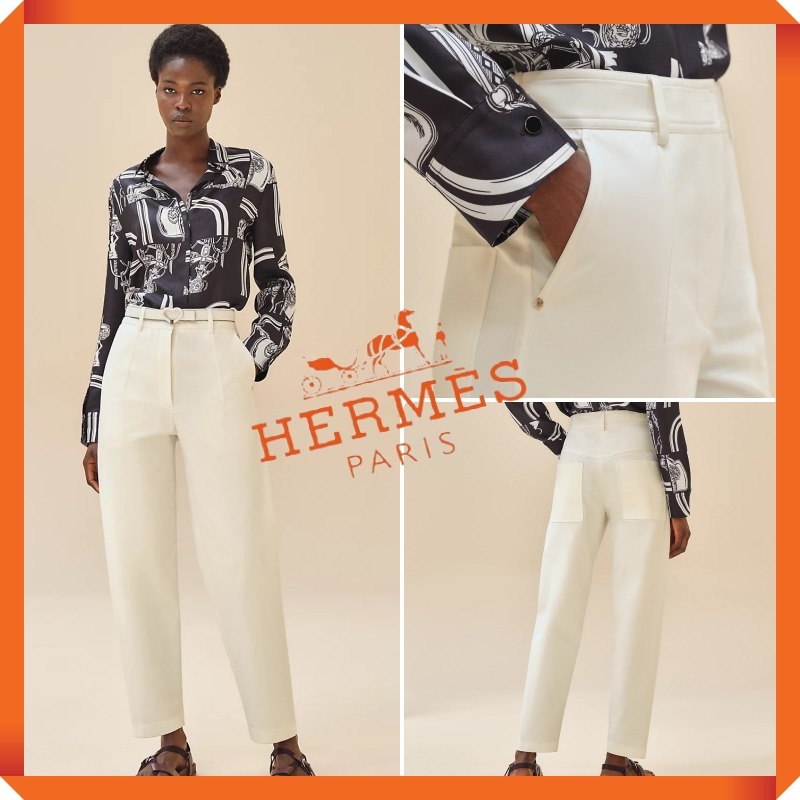 2024SS 新作★HERMES★《キャロットフィット パンツ》ホワイト
