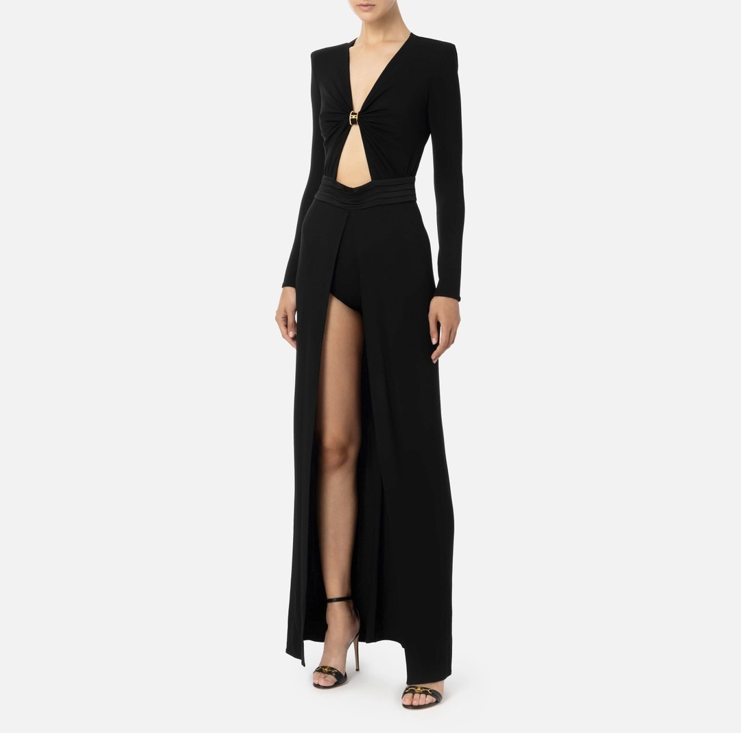 《送料無料》ELISABETTA FRANCHI dressjerseywlargecentralslit