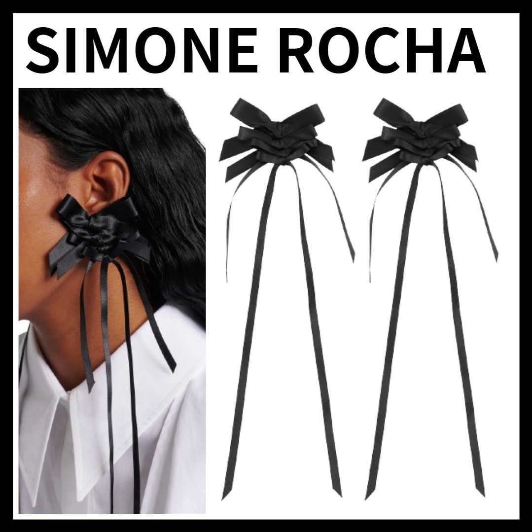 訳あり ROCHA SIMONE リボンディテール ピアス サテン アクセサリー