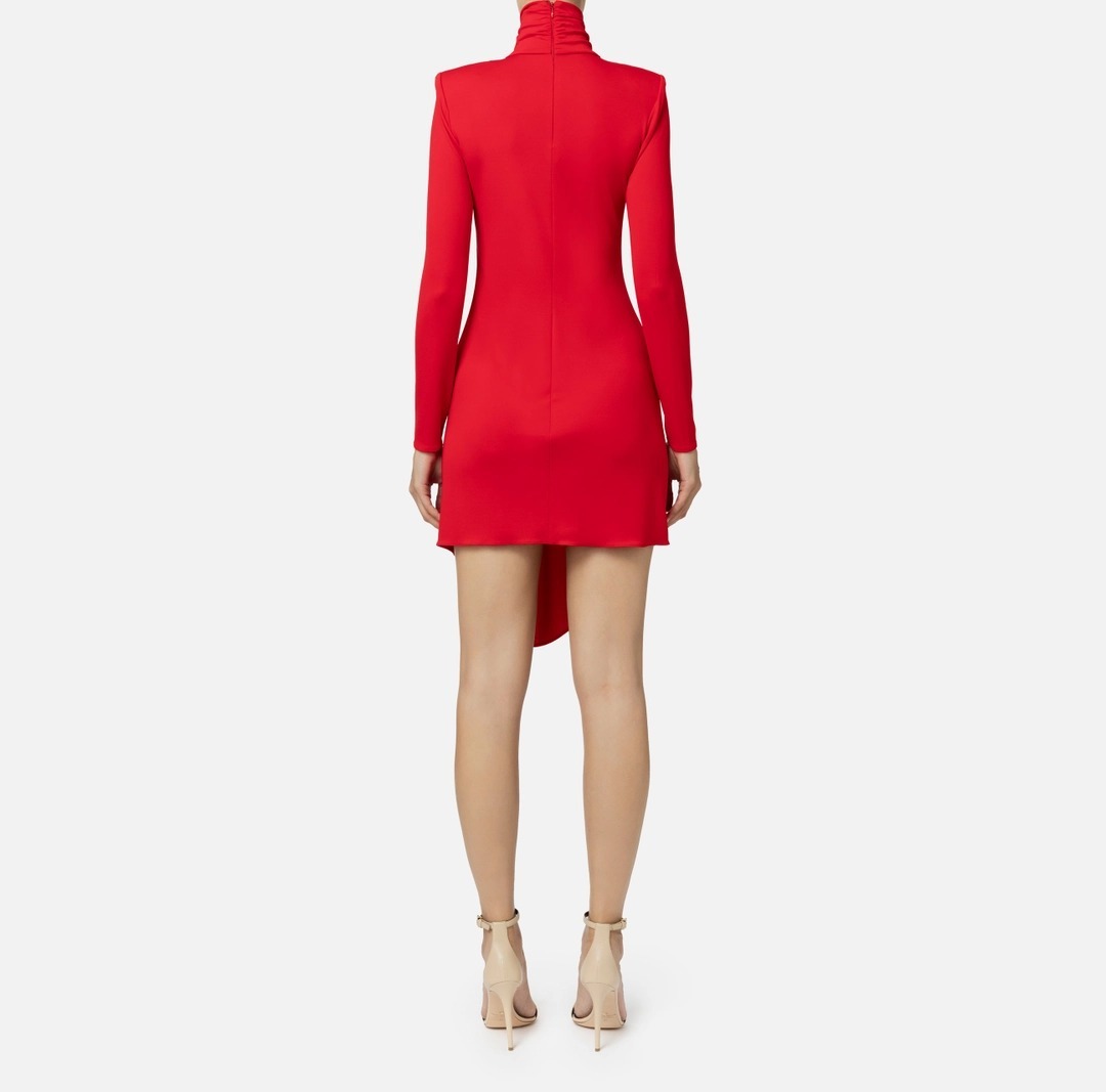 《送料無料》 ELISABETTA FRANCHI Jersey mini dress with drape