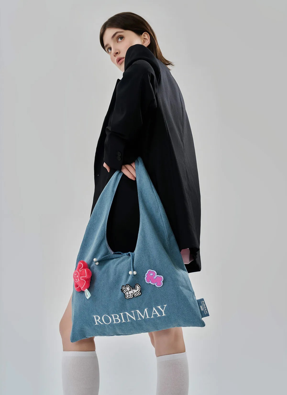 追跡有☆ROBINMAY リバーシブル デニム ショルダーバッグ