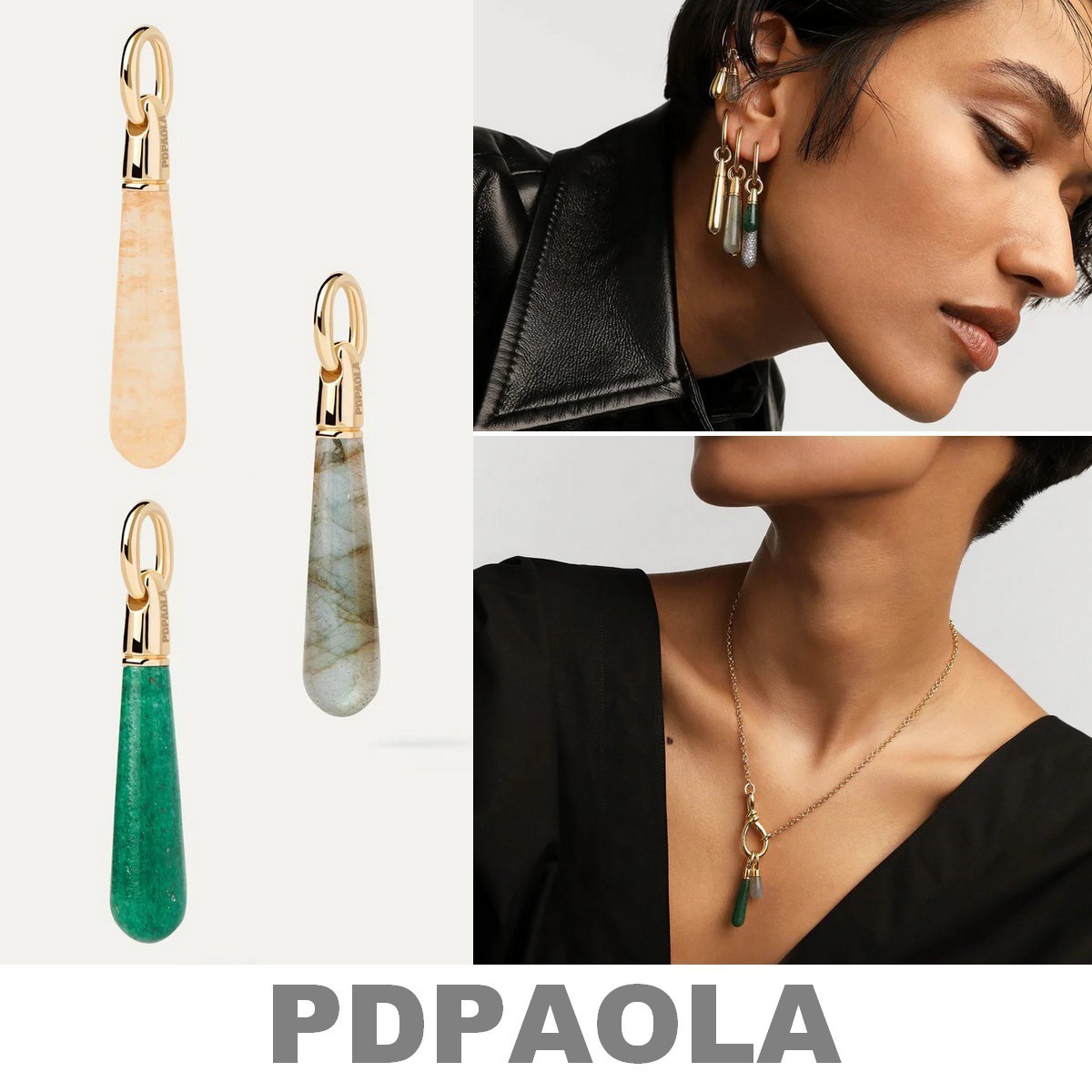 【LB掲載】PDPAOLA◆クォーツDROPネックレスチャーム XL◆全3色