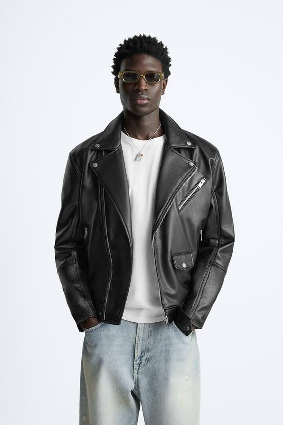 ZARA Men's2024AW新作】レザー調バイカージャケット (ZARA