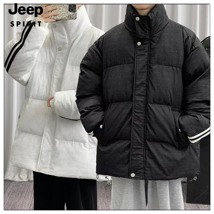 Jeep ダウンジャケット Jeep ダウンロゴ厚手暖かいサイドライン