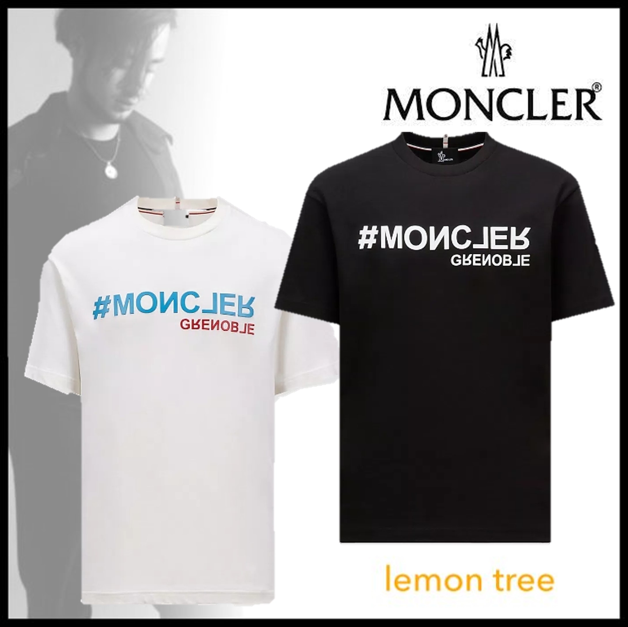 【MONCLER】Tシャツ コットンジャージ素材 クルーネック ロゴ
