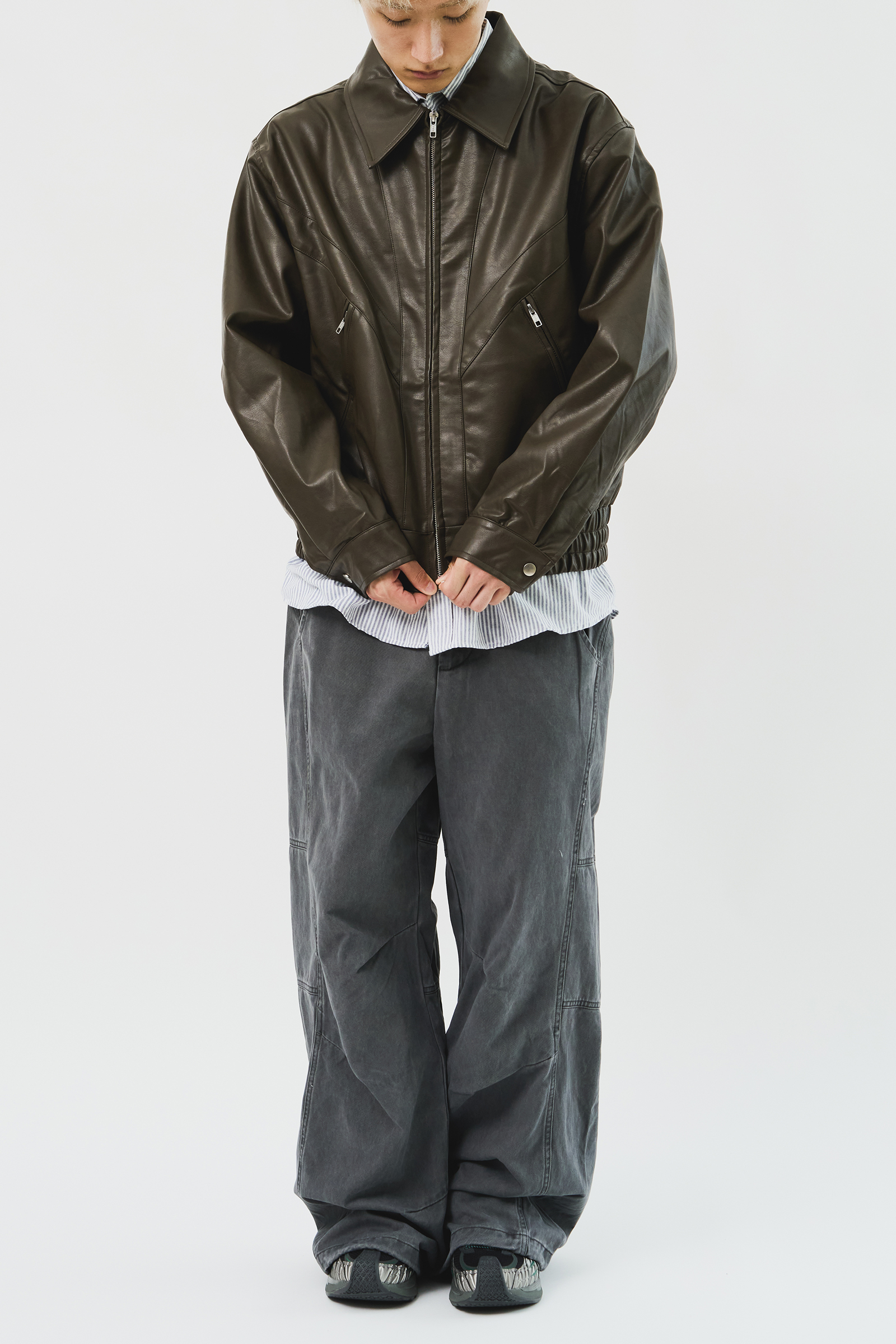 【HI FI FNK】V Leather Jacket HI FI FNK】V Leather Jacket