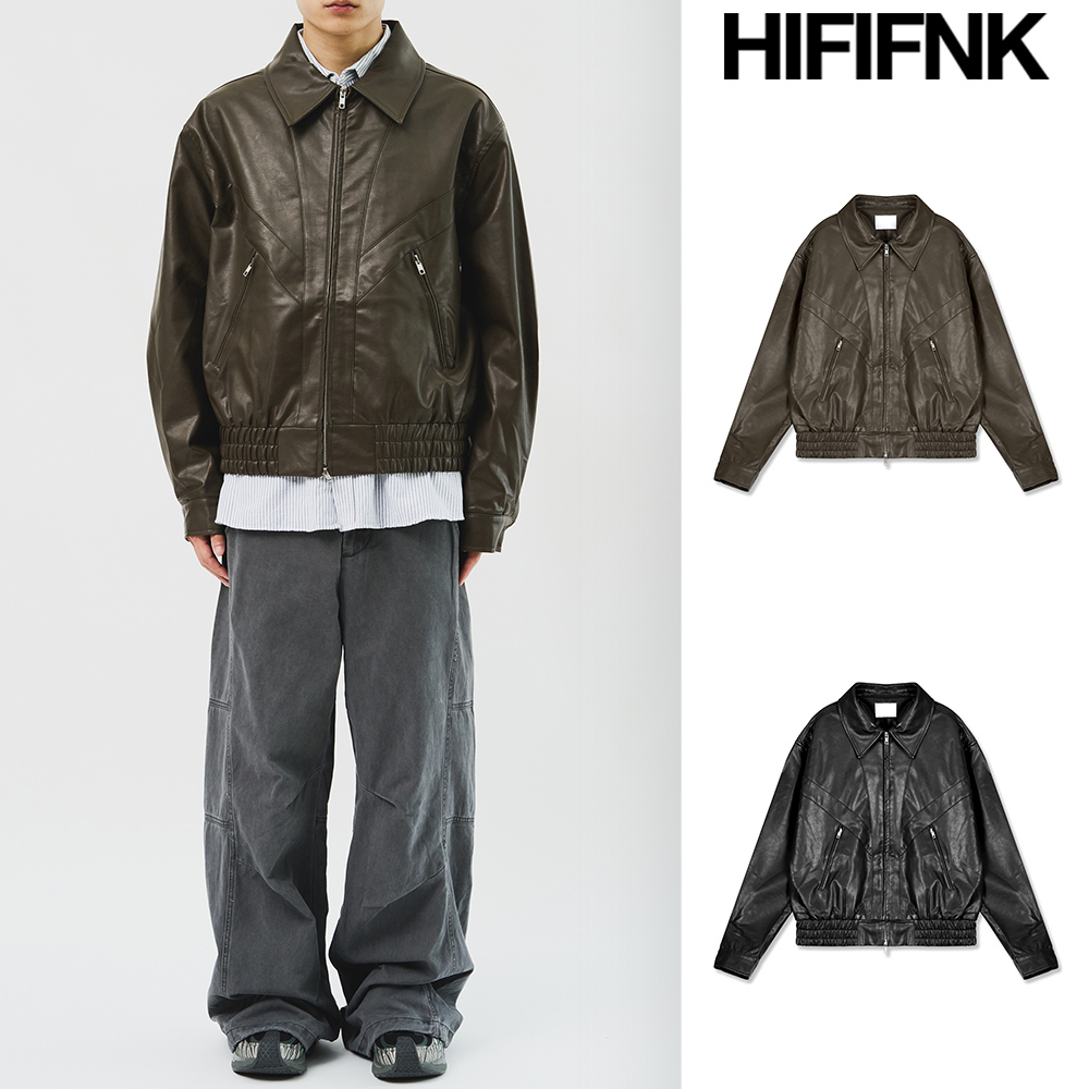 【HI FI FNK】V Leather Jacket