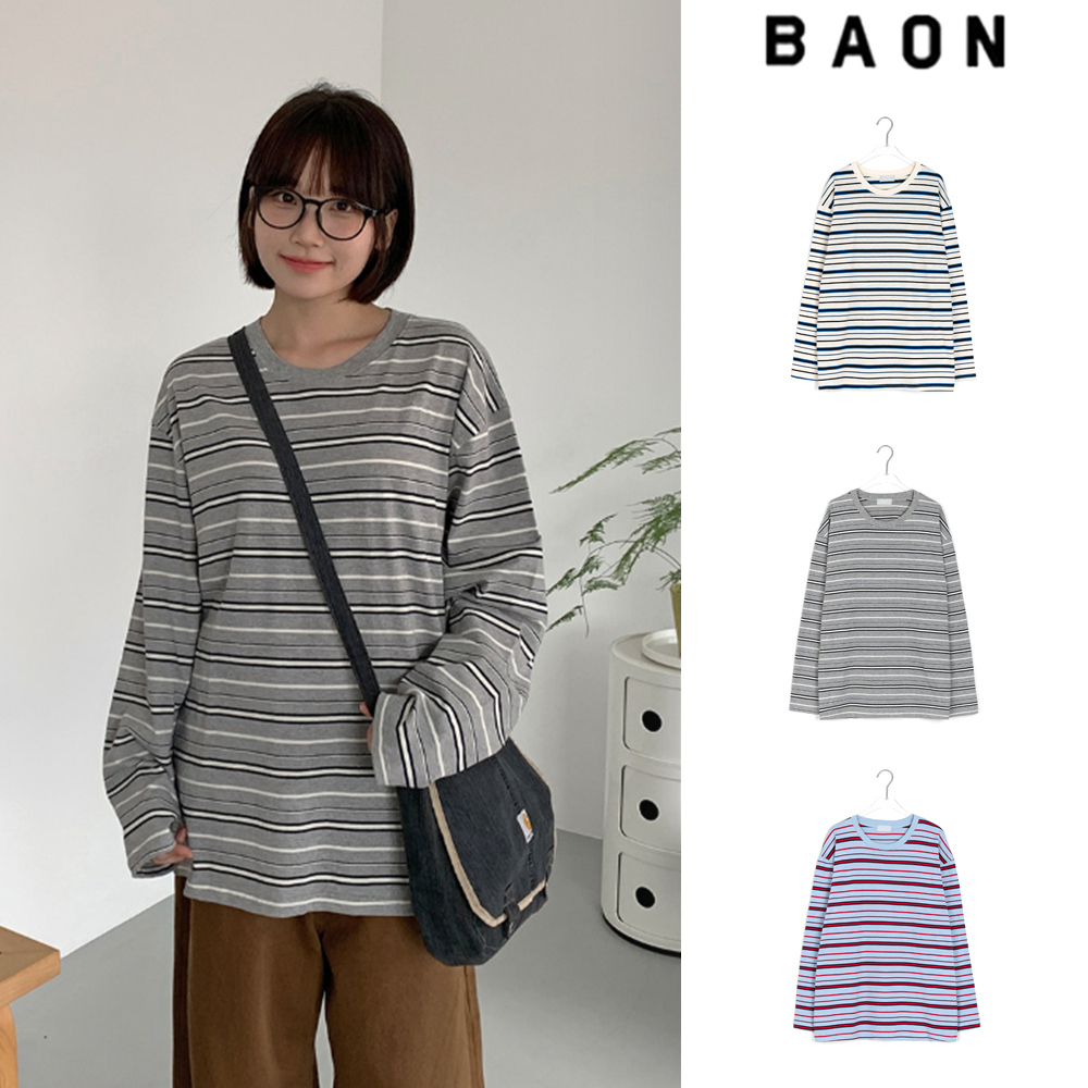 【BAON】Keldi Stripe Over Long Sleeve Tee
