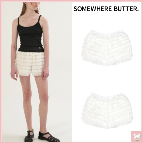 韓国ファッション [SOMEWHEREBUTTER] LACE CANCAN SHORTS