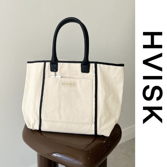 たっぷり入る●HVISK●BOATキャンバストート●アイボリ系