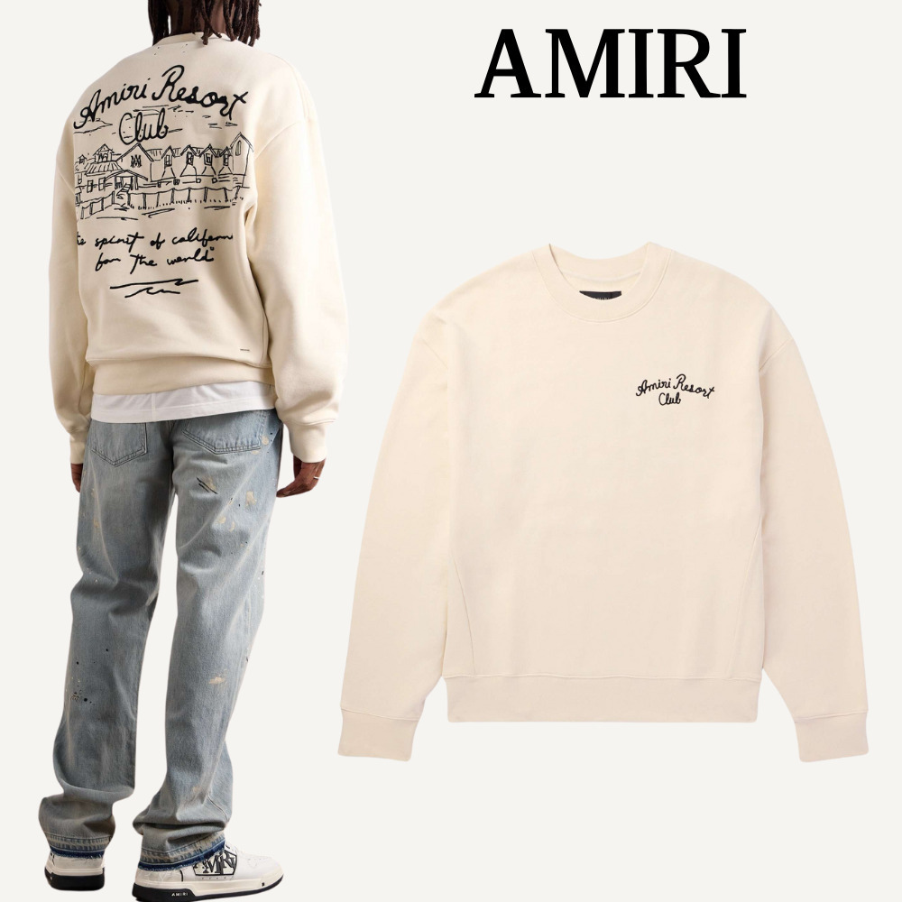【AMIRI】コットンジャージー スウェットシャツ ロゴ刺繍入り