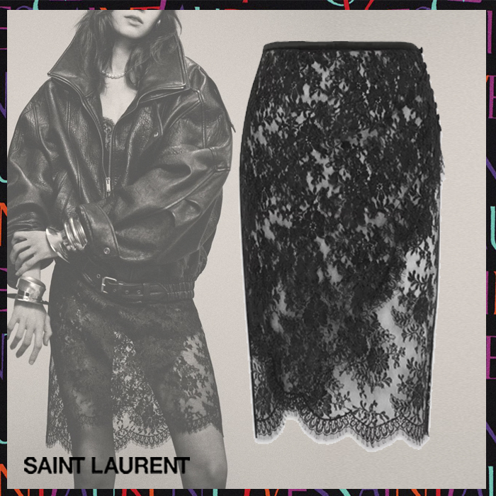 Saint Laurent FALL24《ラップペンシルスカート》レース 直営店