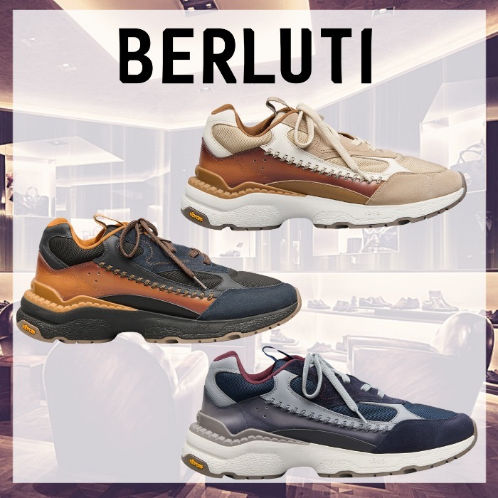 【Berluti】スカイランニング レザー＆ナイロン スニーカー 3色