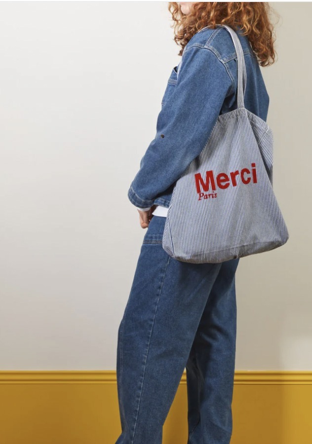 メルシー トート Merci Paris ストライプ トートバッグ - メルカリ