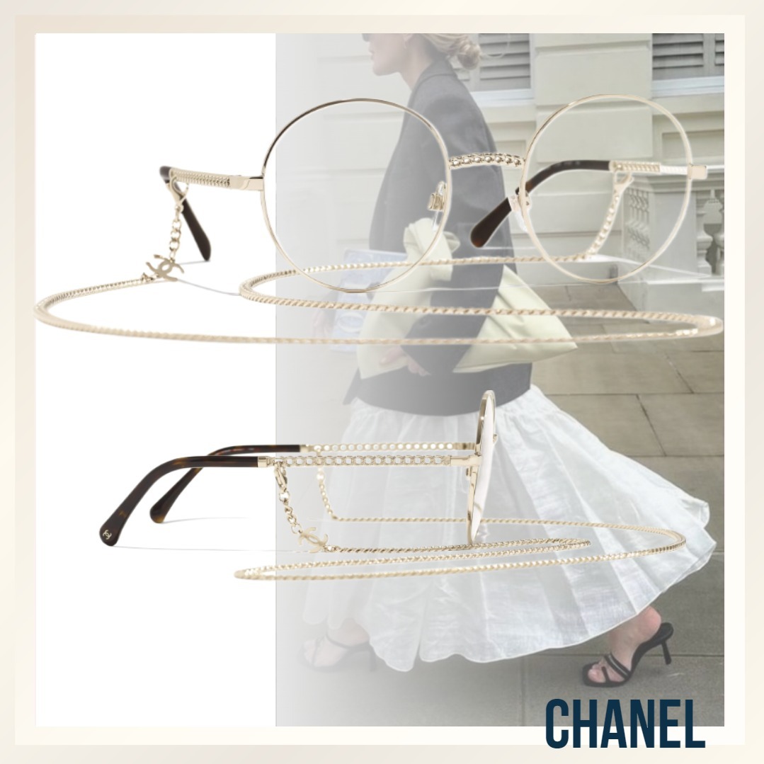 チェーンがオシャレな♪ ≪CHANEL≫ 丸眼鏡 ゴールド＆ブラック