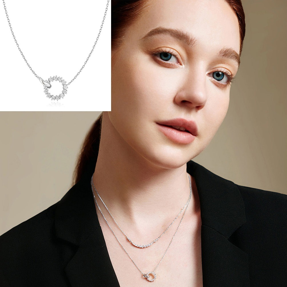 【TWICE着用】Interlink Circle Pave Necklace(925 Silver)