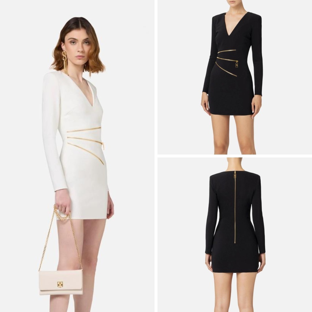 《送料無料》 ELISABETTA FRANCHI Crepe mini dress with zip