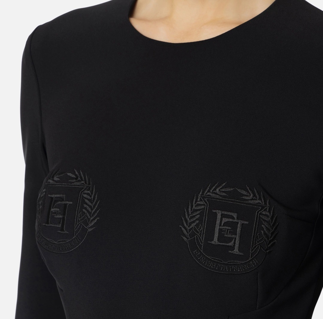 《送料無料》 ELISABETTA FRANCHI Crepe mini dress with crest