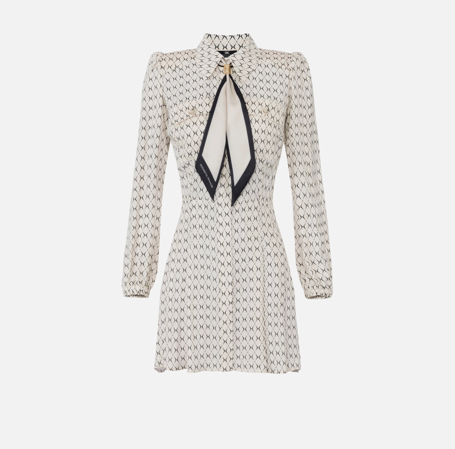 《送料無料》ELISABETTA FRANCHI dress georgette diamond print