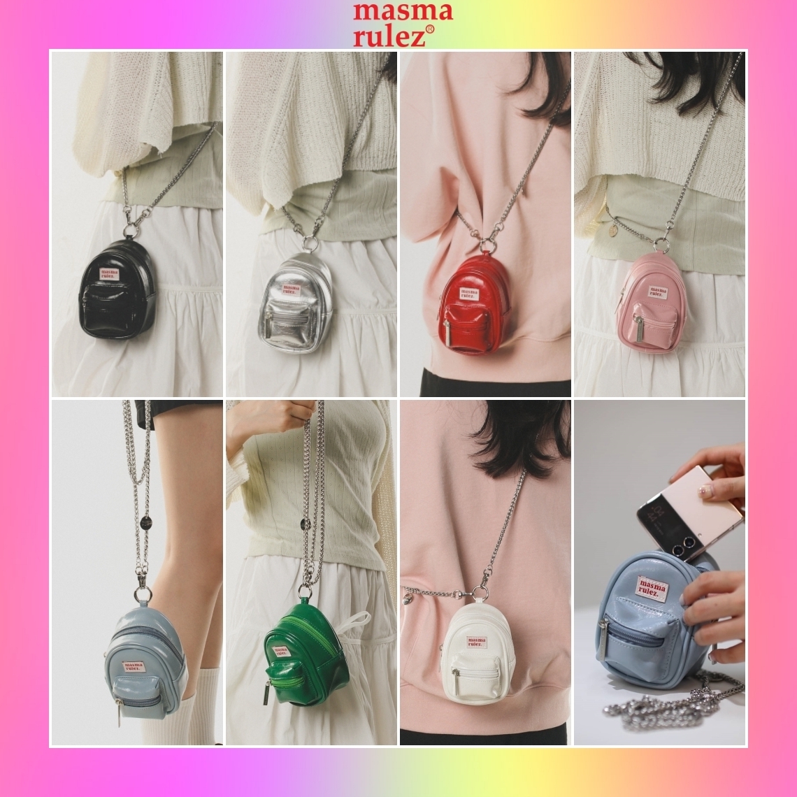 【masmarulez】韓国人気★ Miniature Backpack Cross Chain Bag