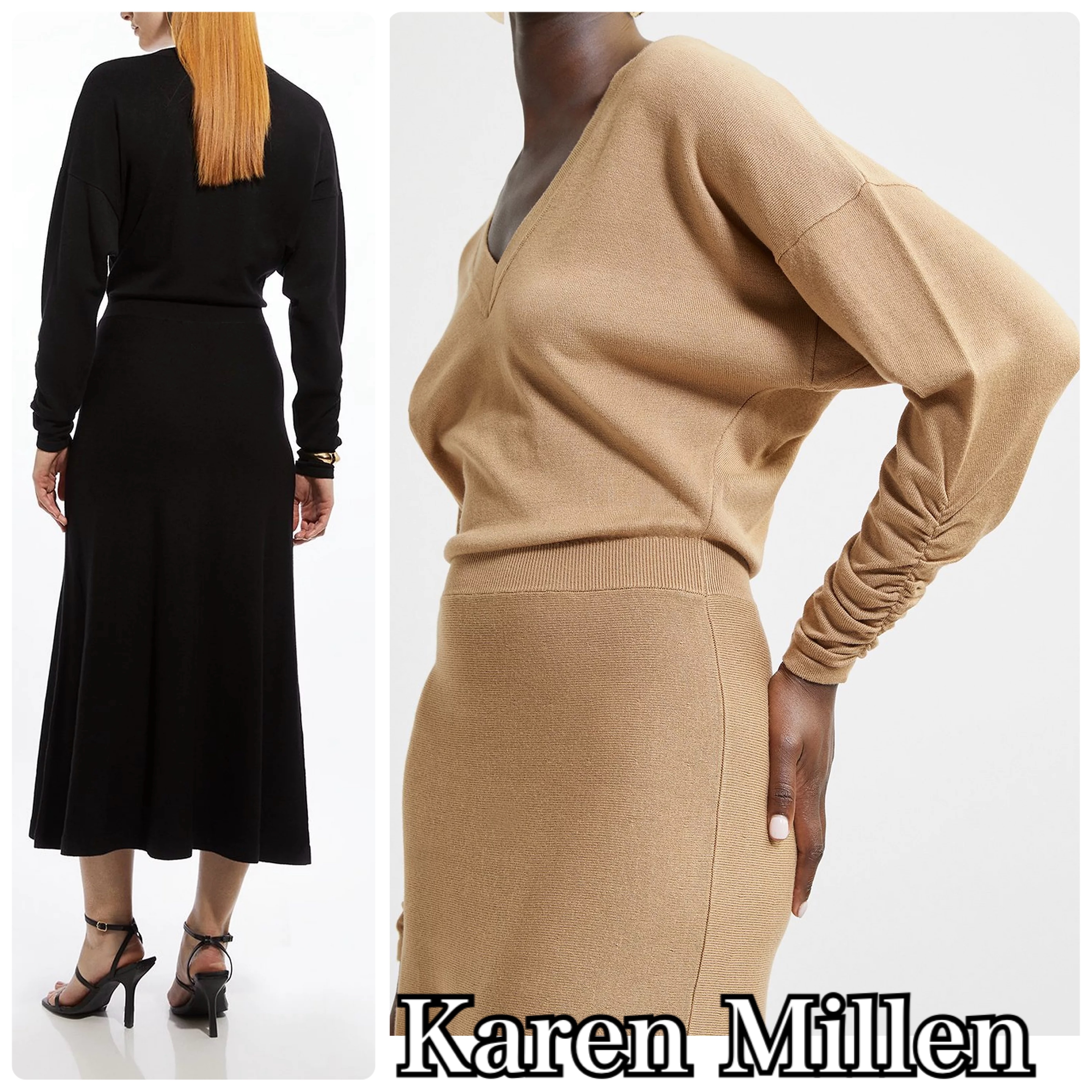 【Karen Millen】Vネック ニット ワンピース《国内発送》