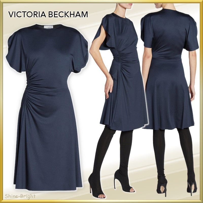 ＜関税込＞Victoria Beckham＊ルーシュジャージーミディドレス