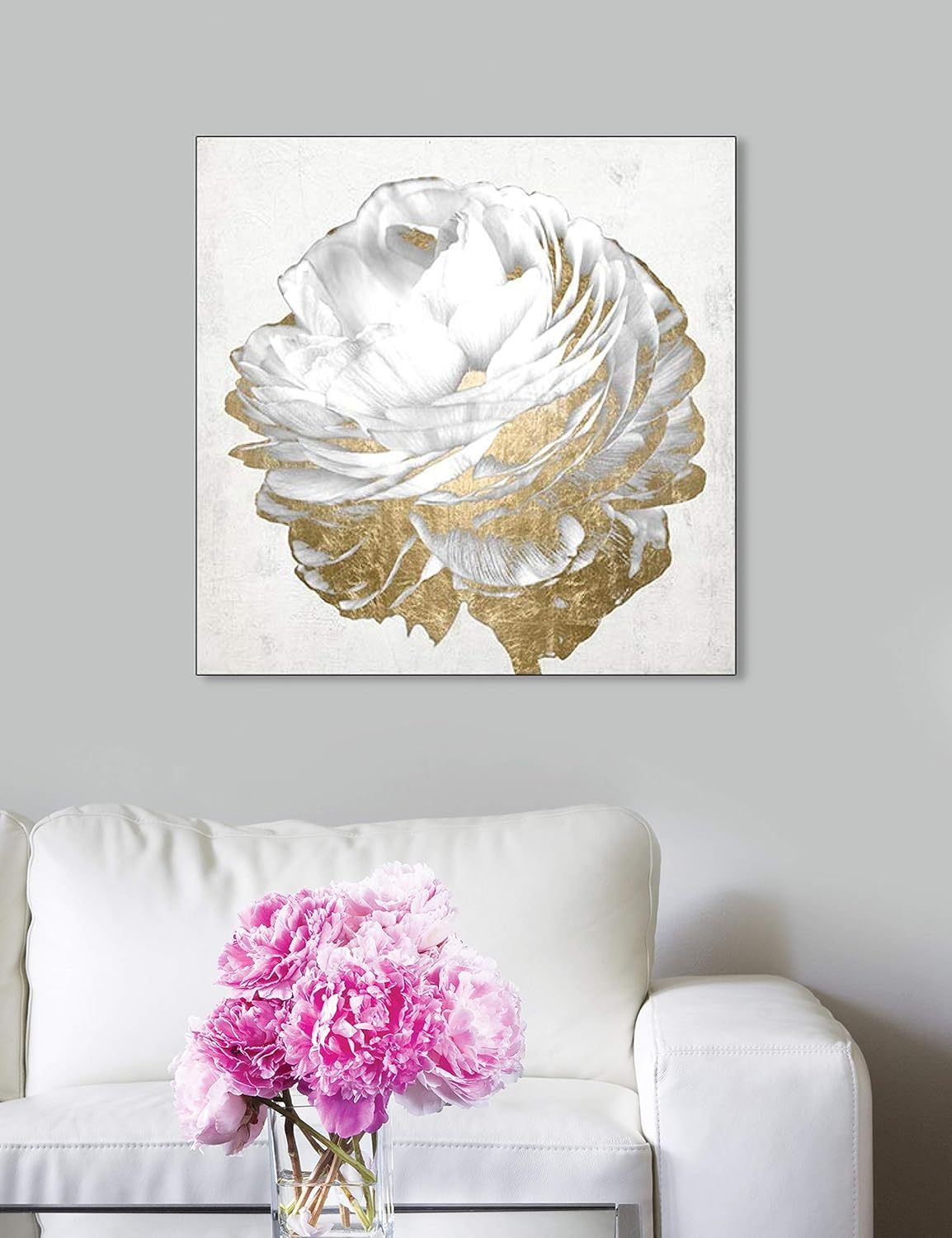Oliver Gal 76x76cm キャンバス Gold and Light Floral White