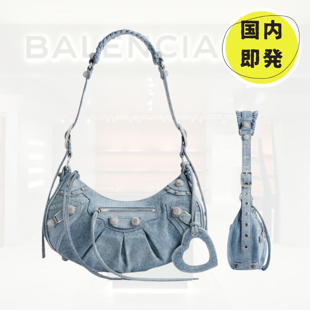 国内即発+BALENCIAGA+Le Cagoleスモールショルダーバッグ デニム