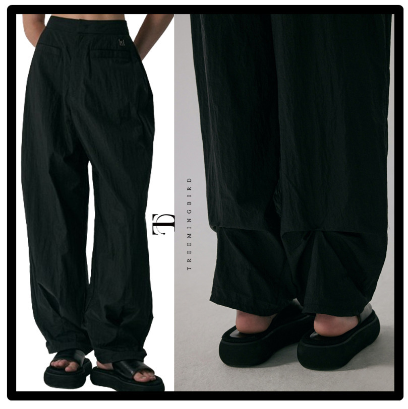 ★関税込★TREEMINGBIRD★Double Box Pleats Nylon Slacks★