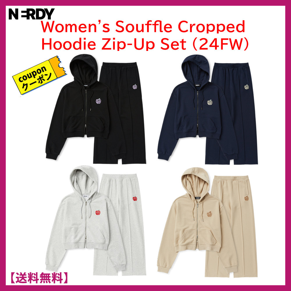 [24FW]★NERDY★W's Souffle Cropped Hoodie Zip-Up Set★セット
