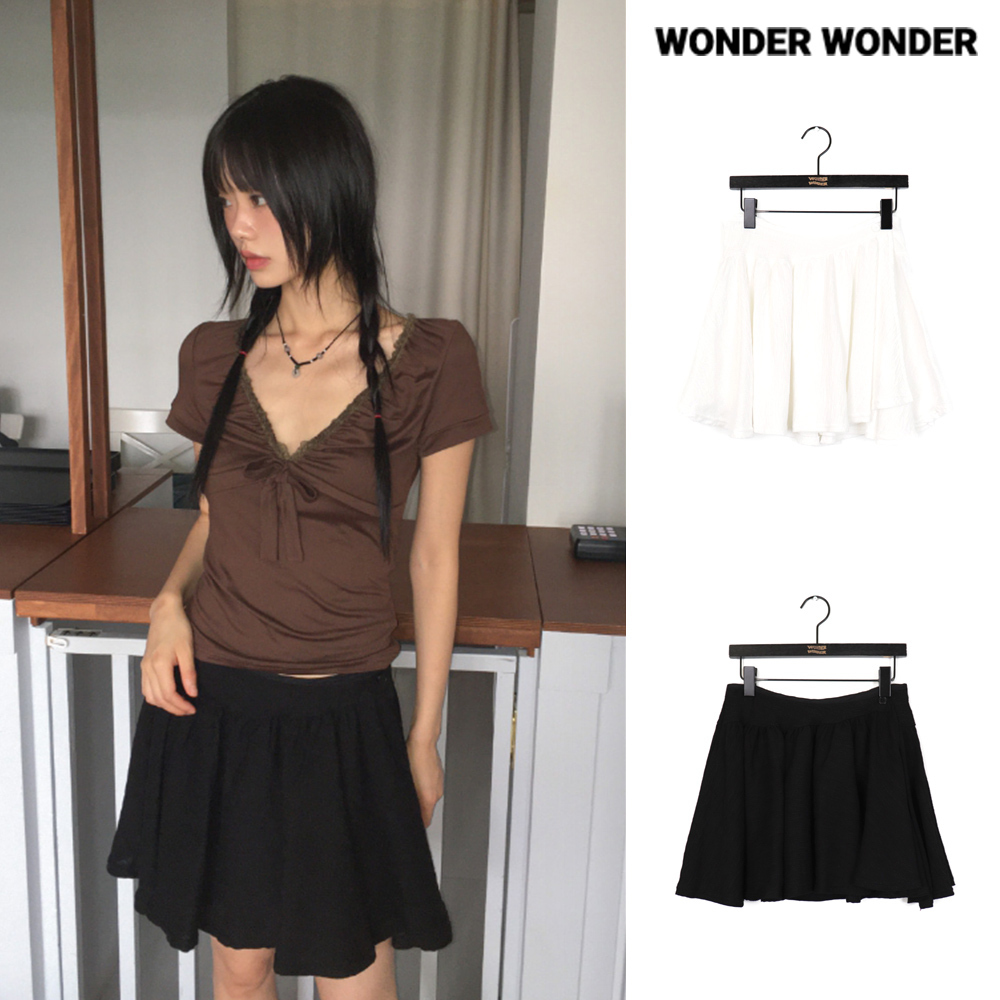 【WONDER WONDER】renka wrap button mini skirt