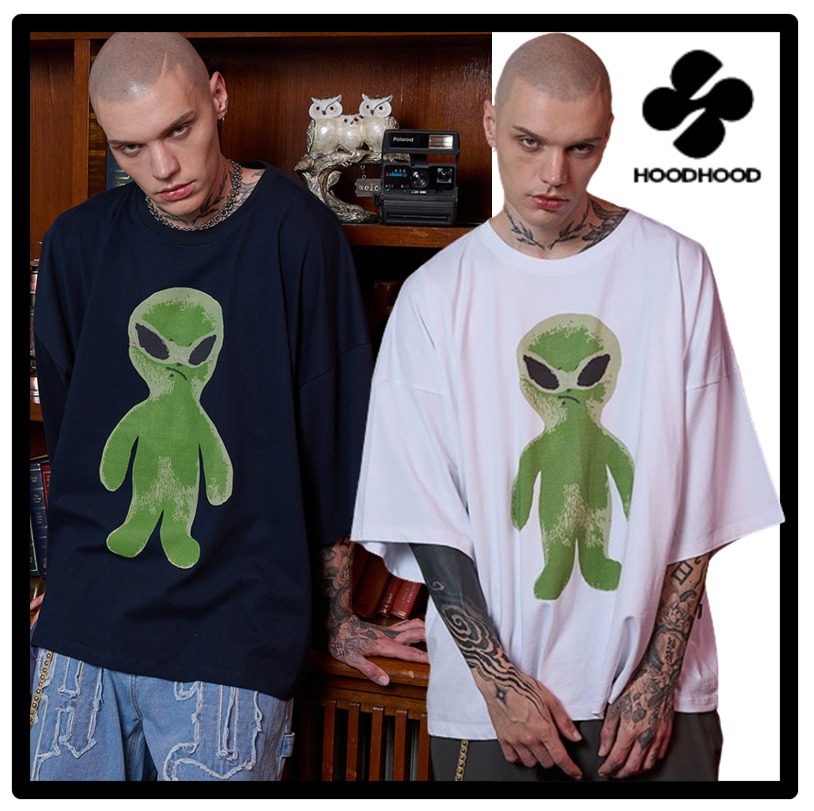 関税込☆HOODHOOD★Alien graphic overfit half sleeve T-shirt
