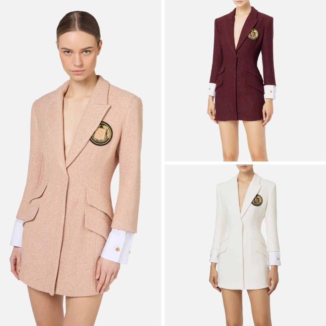 《送料無料》 ELISABETTA FRANCHI Laminated tweed coat