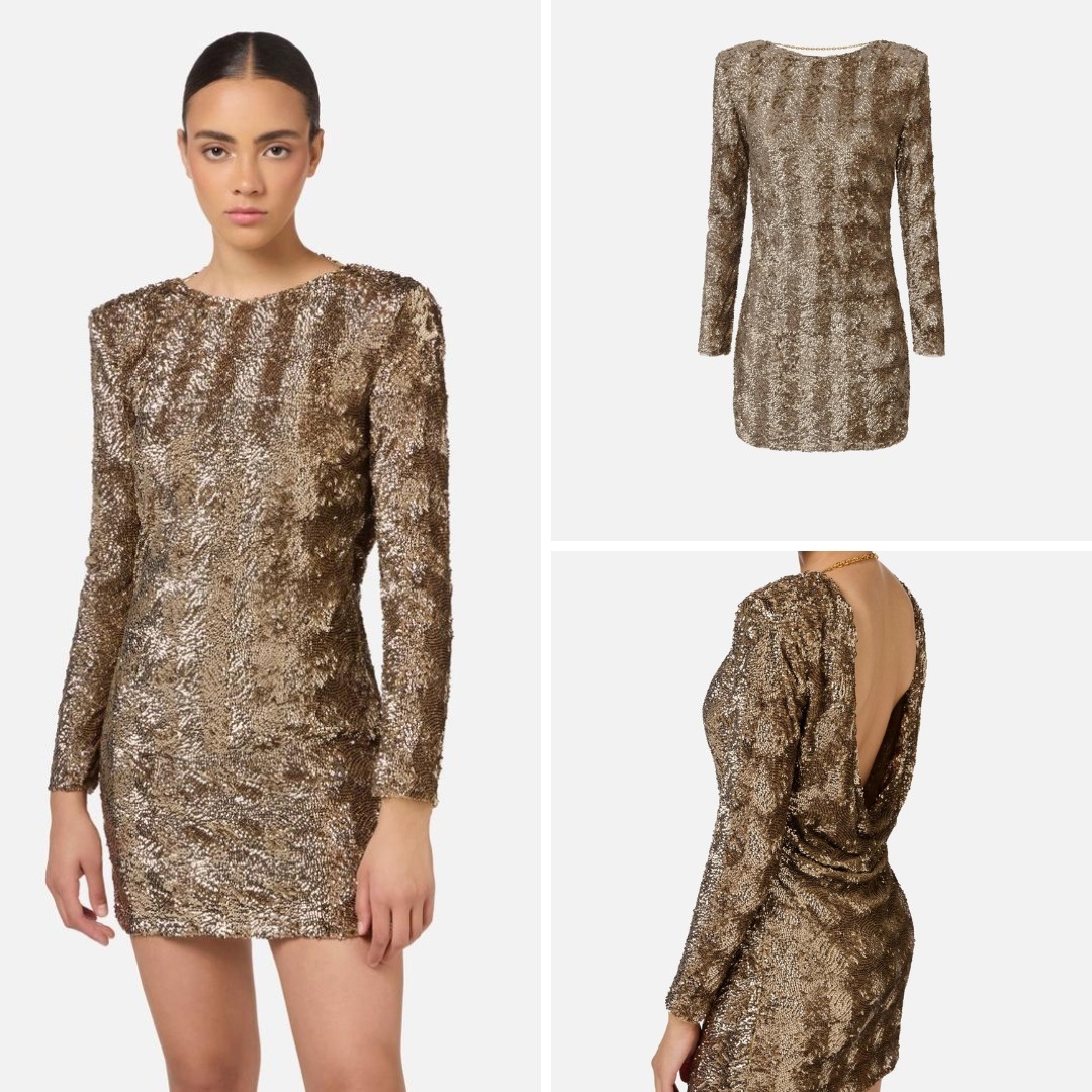 《送料無料》 ELISABETTA FRANCHI Boxydressintullewithsequins