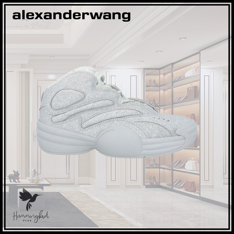 関送込【ALEXANDER WANG】レザー スニーカー シルバー