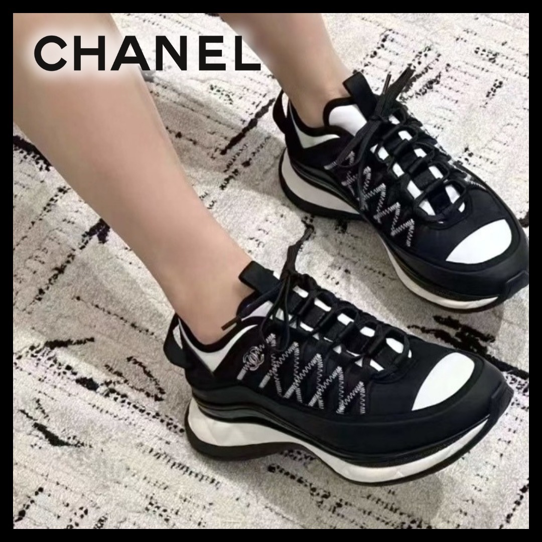 【スタイルアップ効果◎】CHANEL スニーカー CCロゴ