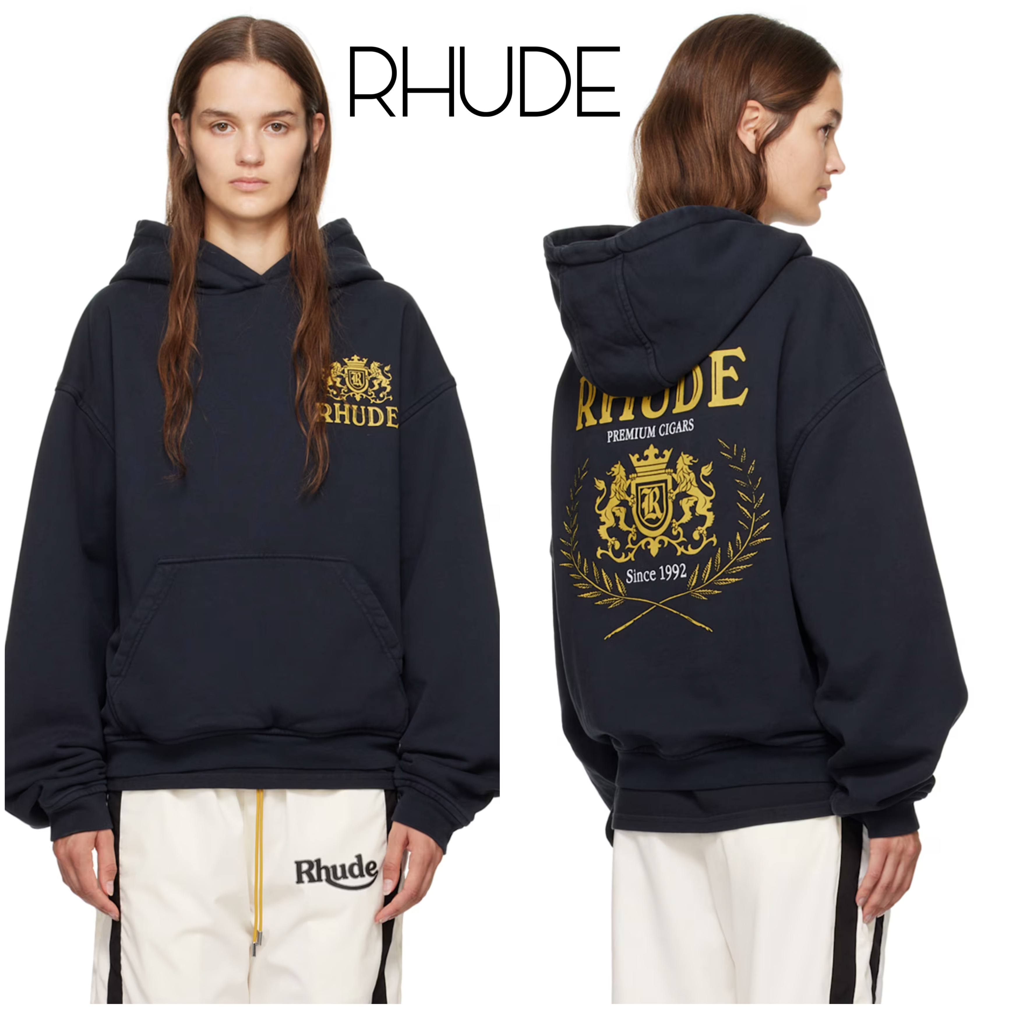 【関税込み】Rhude ブラック Cresta フーディ ☆関税込☆【RHUDE】ブラック Cresta Cigar フーディ (RHUDE