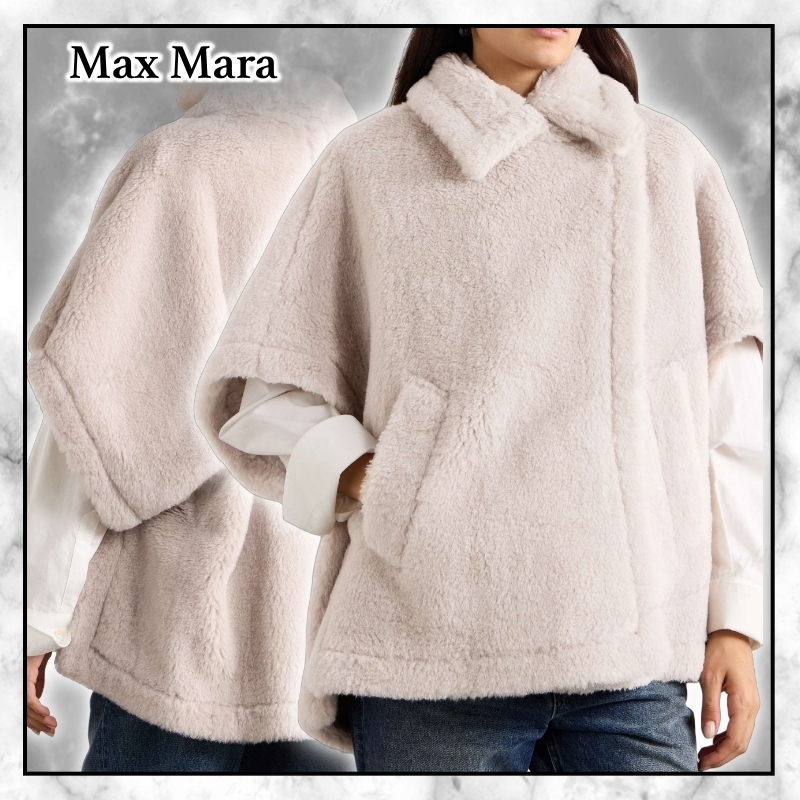 ◆MAX MARA◆アルパカ、ウール、シルク混紡のケープ/Sand◆