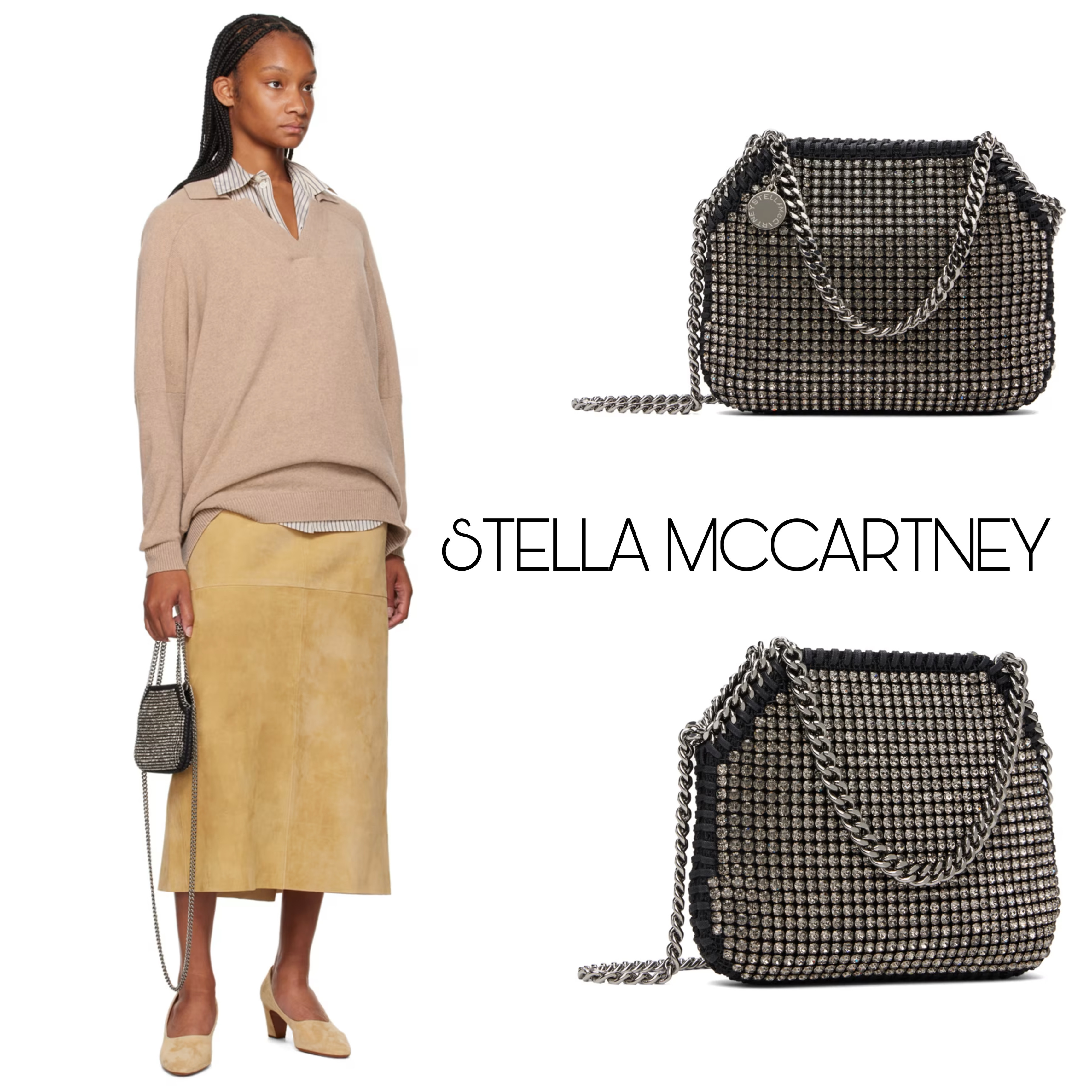 関税込み【STELLA MCCARTNEY】 Falabella ラインストーン バッグ