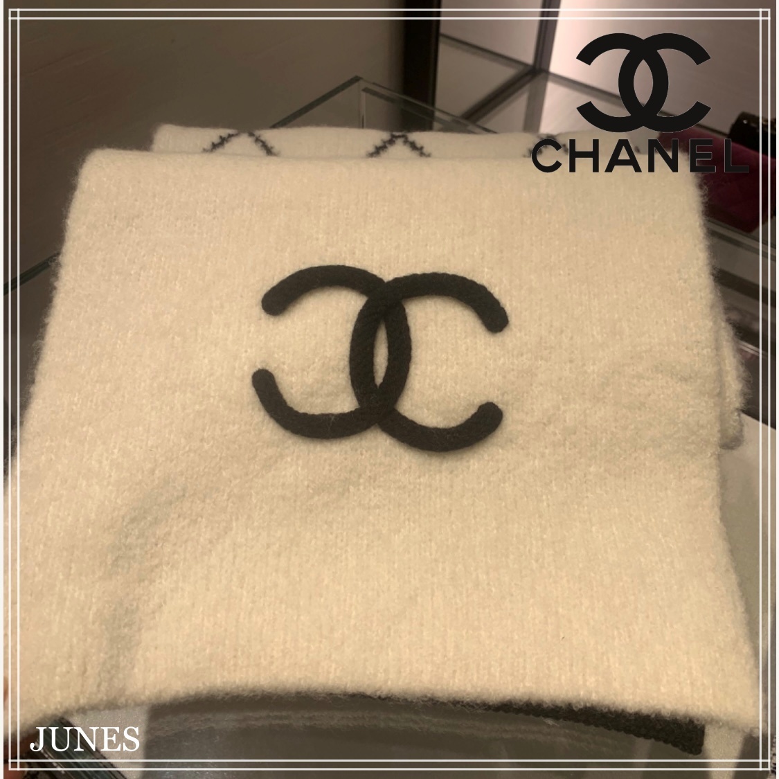 シンプル☆可愛い【CHANEL】マフラー CCロゴ カシミヤ ウール