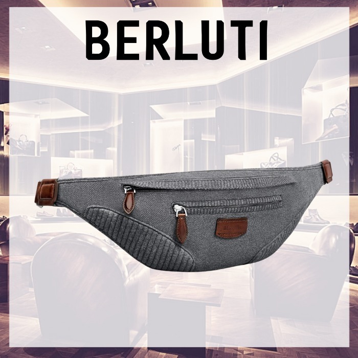 新作【Berluti】 Shadow B5820 カシミヤ＆レザー ボディバッグ