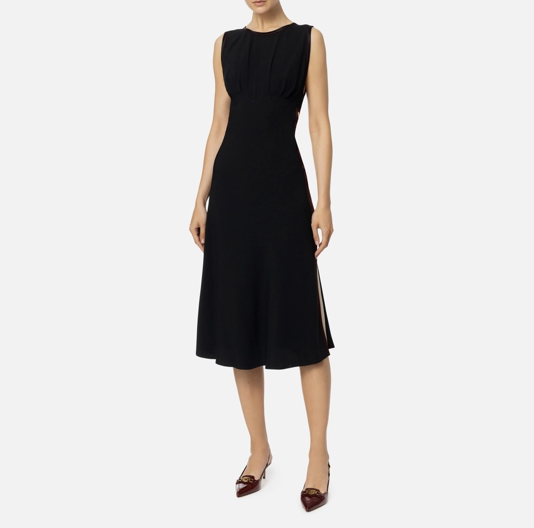 《送料無料》 ELISABETTA FRANCHI Satin midi dress with bands