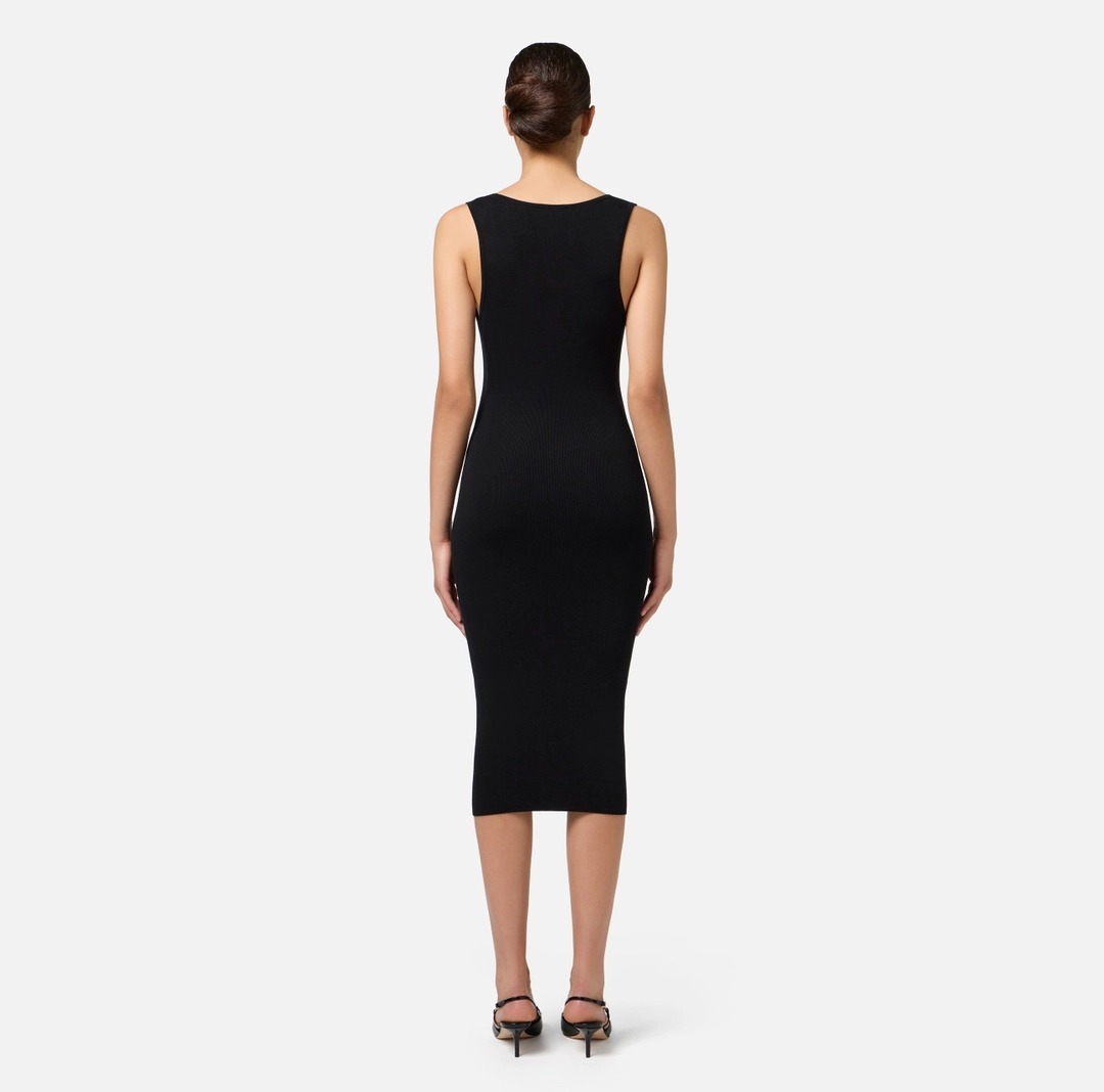 《送料無料》ELISABETTA FRANCHI Viscosemididresswithlogobands