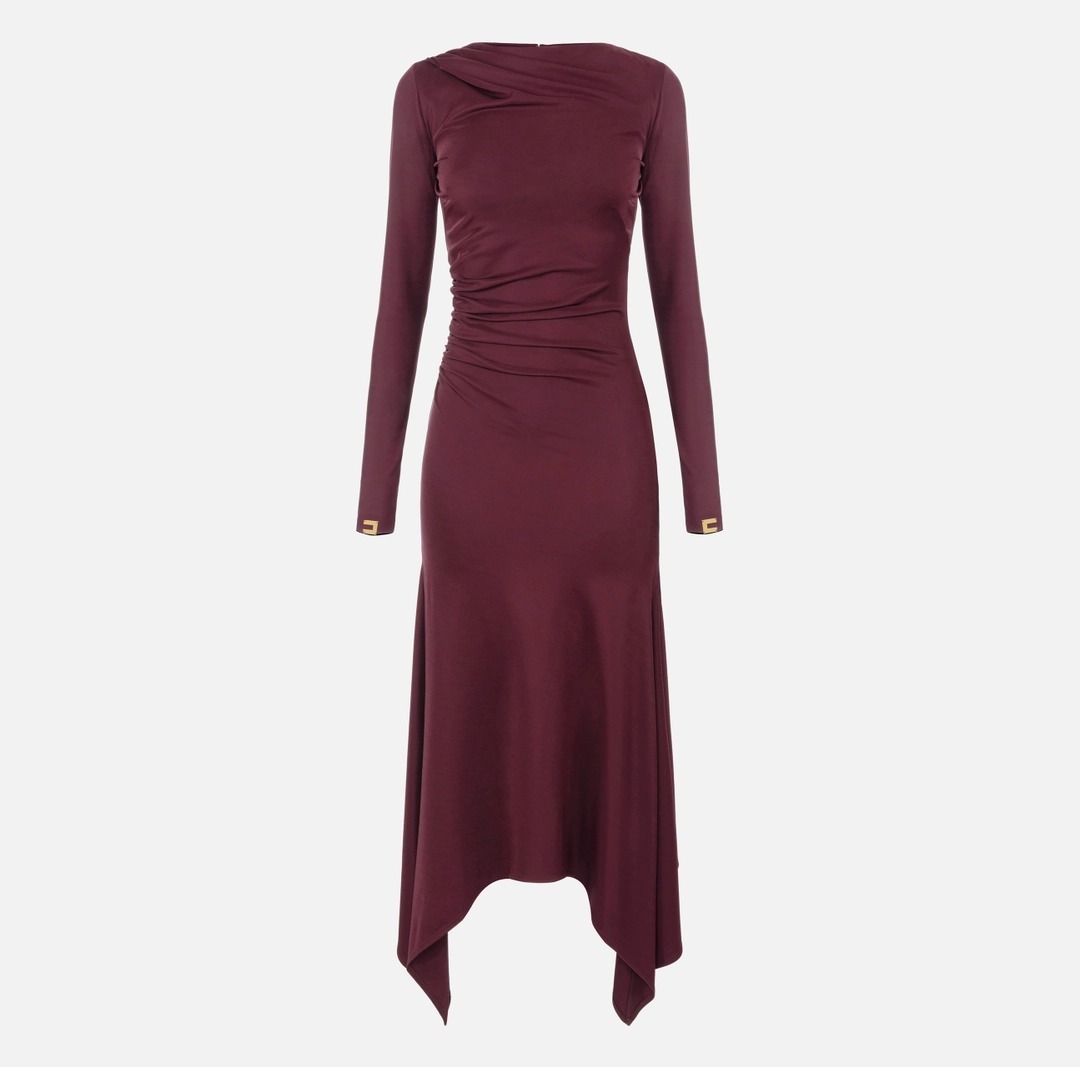 《送料無料》ELISABETTA FRANCHI dress in flowing jersey drape