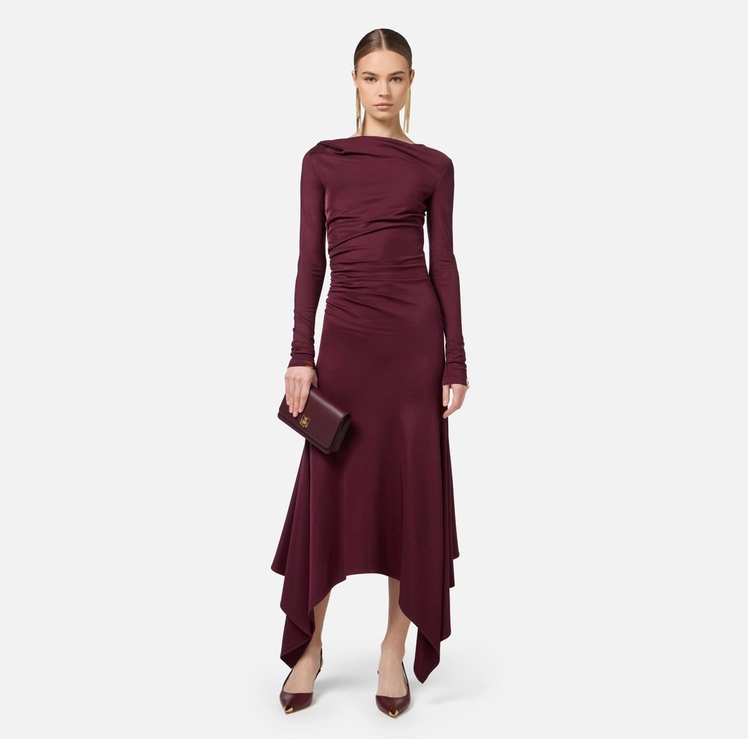 《送料無料》ELISABETTA FRANCHI dress in flowing jersey drape