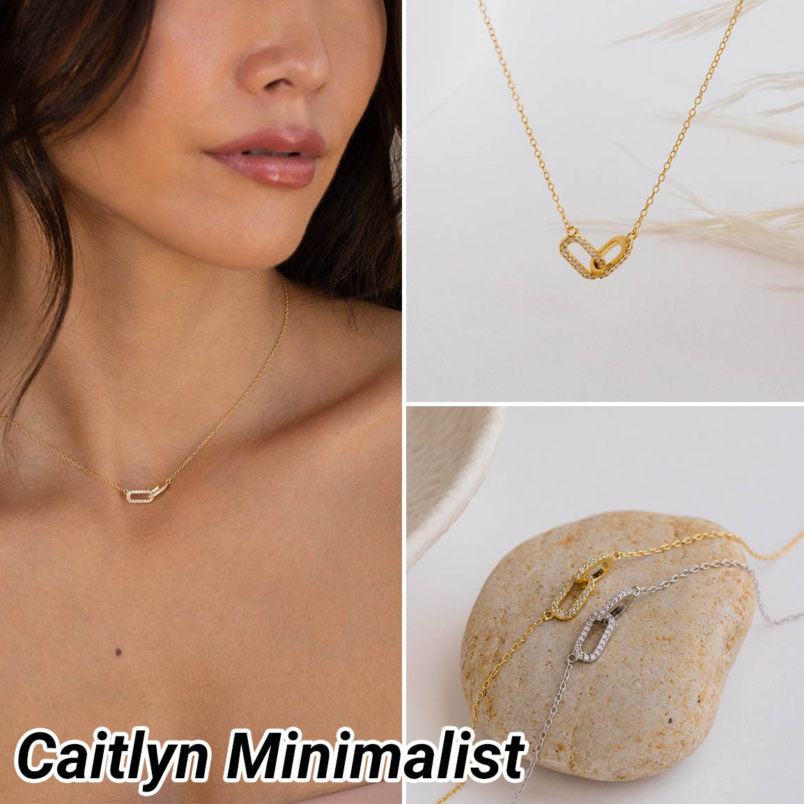 ◆Caitlyn Minimalist◆Pave Linked Pendant ネックレス 送料込