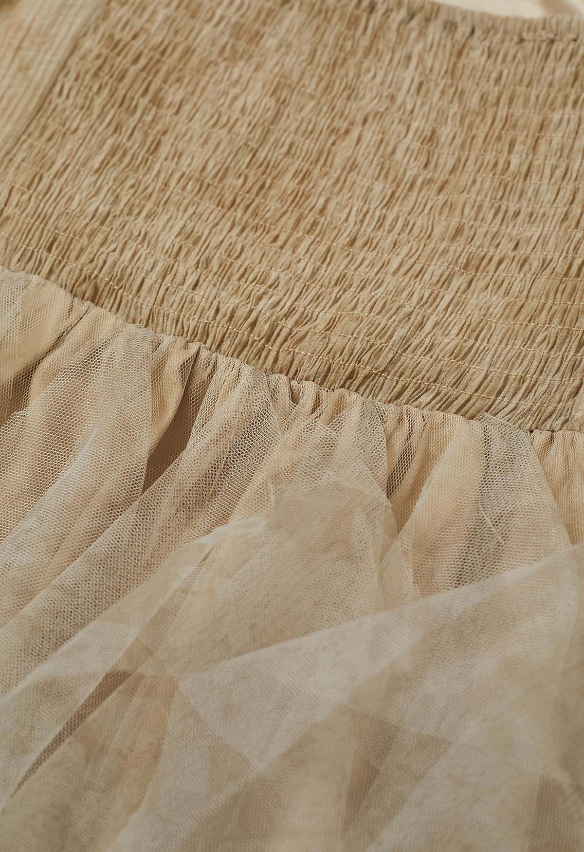 CHICWISH(シックウィッシュ)｜フリルメッシュ切替キャミドレス
