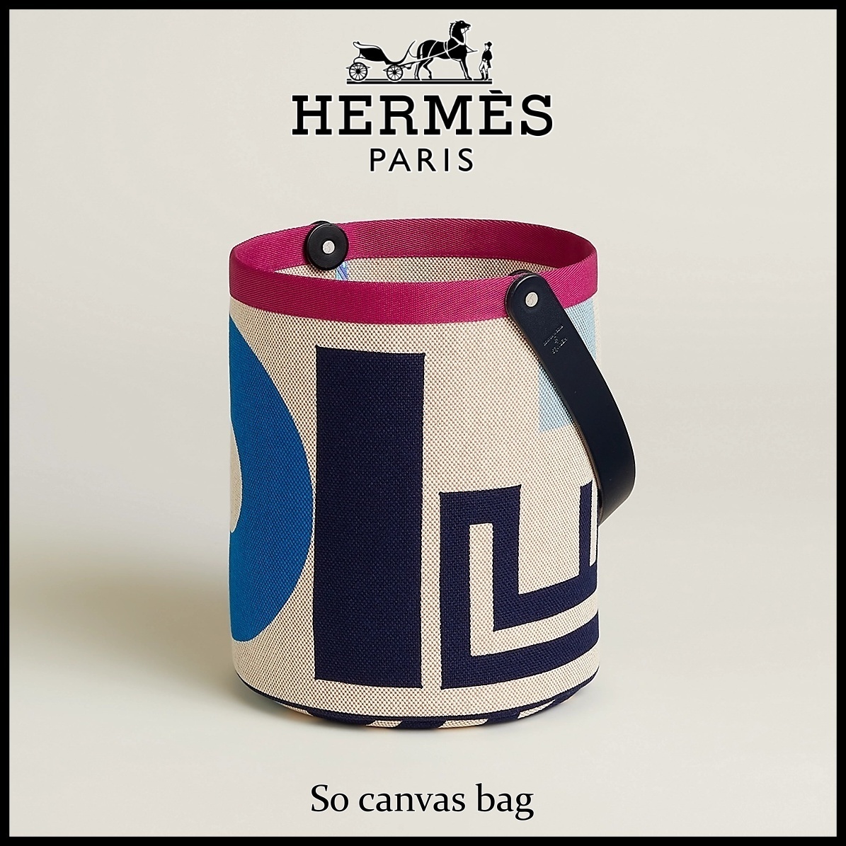 Hermes★お洒落上級者♪エルメスのカラーキャンバスバケツバッグ